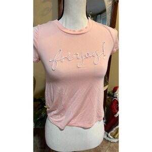 Copper Key pink cropped Fri-Yay big girl teen tank top t-shirt size medium